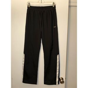 Reebok Small Active Track Pants Elastic Waist Solid Black Mesh Lining Womens EUC